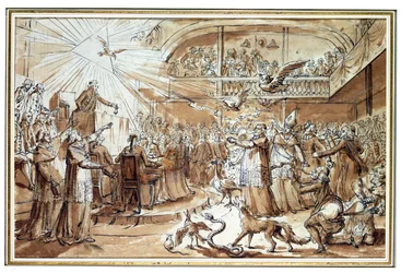 Caricature of the clergy at the Constituent Assembly of December 1790 refuting the imposition of the Civil Constitution on the Church